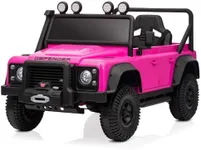 Kidzone 12V Licensed Land Rover Defender 110 SVX Ride On Car for Kids, Electric SUV Toy w/Remote Control, LED Lights, Bluetooth, USB/AUX Music, Multiple Speeds - Pink