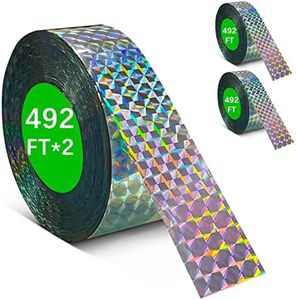 [984FT]Effective Birds Scare Reflective Ribbon Reflectors,Dual-Sided Flashing Streamers to Keep Pigeons, Hawks, Woodpeckers, Geeses Away from Trees Plants Crops Garden Porch,2*Rolls