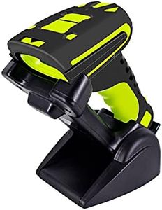 Symcode Wireless 2D Bluetooth Barcode Scanner with Stand 433 Wireless 2625 Feet Transmission Distance Industrial Dustproof and Waterproof QR Automatic Handhold Bar Code Reader with Charging Base