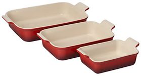 Le Creuset Stoneware Heritage Set 3 Rectangular Dishes, Cerise