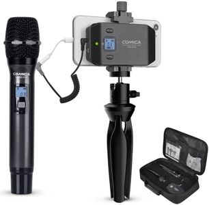 Wireless Smartphone Microphone System-Comica CVM-WS50(H) 6 Channels Professional Handheld Microphone for iPhone Samsung Galaxy Note BLU Moto LG Google Android Phones, Perfect for Interview Recording