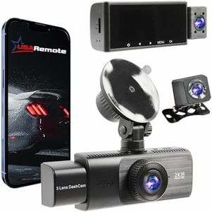 USARemote Dash Cam WDR 1440P+1080P+1080P 3Channel 3.16 Inch Screen, G Sensor Motion Dectection Recording, 3 Setting Loop Recording, Reverse Camera, USB Type C, Audio Mic Integrated