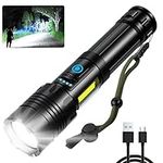 Rechargeable LED Flashlight, 300000 High Lumens Super Bright Flashlights with 7 Modes & COB Work Light, IPX6 Waterproof, Handheld Powerful Flash Light for Camping Hiking Reading