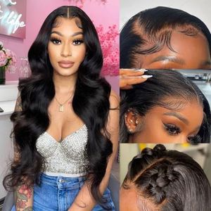 CITY GIRL 34 Inch Body Wave Lace Front Wigs Human Hair 13x4 hd Transparent Lace Frontal Body Wave Human Hair Wig for Women Pre Plucked 200 Density