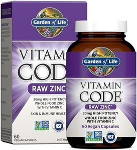 Garden of Life Vitamin Code Raw Vegan Zinc Capsules, 30mg High Potency Whole Food Supplement Plus Vitamin C, Trace Minerals & Probiotics for Skin Health & Immune Support, 60 Count