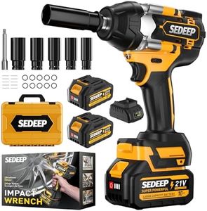 SEDEEP Impact Wrench 1/2 Inch, High Torque Impact Gun with 1500N·m(1100 Ft-lbs), 21V Brushless Electric Impact Wrench with 2*40Ah Battery, 3-Speed, LED Light, 5 Sockets for Car/Mower/Pickup/Truck RV