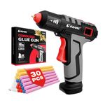 EZARC Cordless Hot Glue Gun with 30 Pcs Mini Glue Sticks, 15s Heating Fast Mini Glue Gun kit, Smart Power-Off, 2500 mAh Rechargeable Battery, DIY, Crafts, Decorations, Home Repairs, Gray
