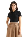 U.S. POLO ASSN. Women's Rice Stitch Logo Polo Shirt (UWSS24PTS065_Black_M)