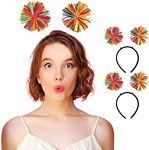 HODRME 2 Pieces Pom Pom Head Bopper-Yarn Spings Pom Headwear Party Headband for Adults and Kids (Rainbow)