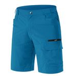 EKLENTSON Men's Summer Shorts Outdoor Casual Elastic Waist Lightweight Quick Dry Cargo Fishing Hiking Shorts Blue Green,36