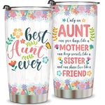 Best Aunt Ever-Aunt Gifts from Niece Nephew-Mothers Day Gifts-Christmas Birthday Gifts for Auntie,Aunt to be,Aunt Pregnancy Announcement-Stainelss Steel Insulated Travel Mug-Aunt Wine Tumbler 20oz
