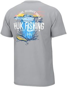 HUK Camiseta de manga corta para hombre, camiseta de pesca, Almuerzo en la costa - Harbor Mist, Small