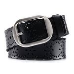 JASGOOD Fashion Women's Genuine Leather Waist Belt With Alloy Buckle,C-Black, Suit for Pant Size 26"-30"