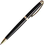 SETTINI® Milano Luxury Pen - Lacquer Black with Gold Trim Ballpoint. German Black Ink, Hinged Clip. Ideal Executive Gift. Elegant & Professional