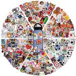 300Pcs Cool Vinyl Mixed Sports Stickers Bulks, Waterproof Water Bottle Stickers for Laptop Scrapbook Skateboard Helmet, Football Soccer Ball Basketball Hockey Decals for Kids Teens Adults