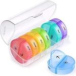 Sukuos Pill Organizer Weekly Pill Case 7 day 2 Times a Day AM PM Daily Pill Box Easy Fill Medicine Box (transparent)