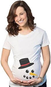 Maternity Snowman Face Announcement Pregnancy Funny Christmas Pregnancy T Shirt Funny Graphic Maternity Tee Christmas Maternity T Shirt Funny Maternity White XL