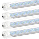 JESLED 8FT LED Bulb, 8 Foot 50W Single Pin FA8 LED Tube Lights, Clear Cover, 5000K Daylight, 6000 Lumens 130w Equivalent, T8 T10 T12 96" Fluorescent Replacement for Shop Garage Light Fixtures (4-Pack)