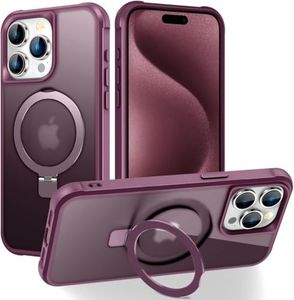 ELEPIK for iPhone 14 Pro Case with Adjustable Ring Stand, [Compatible with MagSafe] [Wireless Charging Compatible] Military Grade Magnetic Protective Phone Cover for iPhone 14 Pro, Wine Red