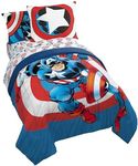 Marvel Comics Captain America Full Comforter Set - 7 Piece Bed Set Includes Sheet Set & Pillow Covers - Super Soft Avengers Kids Bedding