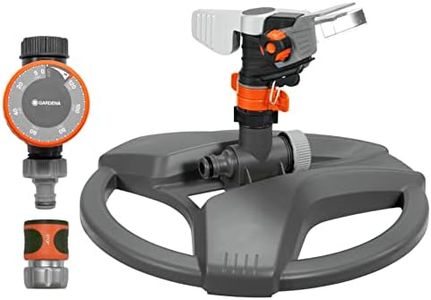 GARDENA 69-8142 Pulse Sprinkler + Timer, for Puddle-Free Watering of Areas Between 800-4800 sq. ft., Made in Germany