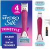 Schick Hydro Silk TrimStyle Razor with Bikini Trimmer for Women | 2-in-1 Bikini Razor for Women and Womens Trimmer for Pubic Hair, Includes 1 Waterproof Handle, 3 Refills & 1 AAA Battery