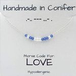 Custom Swarovski Crystal LOVE Morse Code Sterling Silver Necklace ~ Silver Swarovski Crystal Necklace ~ Sterling Silver Birthstone Necklace ~ Silver Personalized Necklace ~ Perfect Personalized Gift