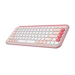 Logitech POP ICON Keys Wireless Bluetooth Keyboard, Comfortable Typing, Programmable Keys, Easy-Switch Between up to 3 Devices, for Laptop, Tablet, PC – Rose and Off-White