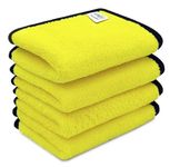 SOFTSPUN Microfiber Baby Hand & Face Wipes 280 GSM 20x30 Cms, 4 Piece Towel Set, (Yellow) Super Soft & Comfortable for Newborn Babies Quick Drying Ultra Absorbent in Small Size.