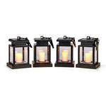 Trademark Innovations 5.6" LED Solar Hanging Umbrella Lantern Candle Lights - Amber Color - Set of 4