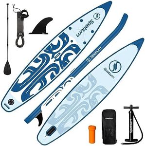 Spatium Inflatable SUP Standup Paddle Board 350 * 80 * 15cm with Premium Accessories,Wide Stable Design,All Around SUP & Non_Slip Comfort Deck Paddle Board for Adults & Youth