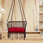 Patiofy Indoor Swing For Home/C Shape Swing For Adult/Swing For Balcony/Zula For Home Adults Balcony/Jhoola 150Kg Weight Holding Capacity/Free Hanging Kit & Cushion Included-Brown-Polyester,51 Cm