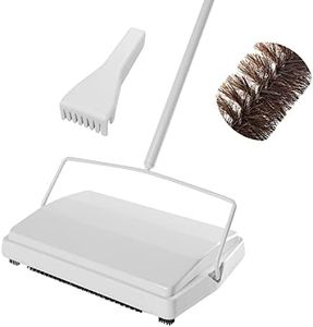 JEHONN Carpet Floor Sweeper with Horsehair, Non Electric Manual Sweeping, Rotor Brush Heavy Duty for Pet Hair Clean