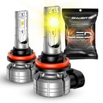 SEALIGHT F1S H11 H8 H16 LED Fog Light Bulbs, 12000LM 24W Strong Penetration Amber Yellow Fog Lights LED Bulb, 5530 CSP Chips, IP68 Waterproof Plug and Play, Pack of 2