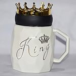 BonZeal Anniversary Gift for Dad Ceramic King Mug Tea Coffee Cup Pack of 1 450 ml Wedding Gift, Gift for Anniversary, Engagement Gift, Birthday Gift for Boys, Gift for Men