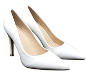 Women’s High Heel Pointed Toe Court Shoe Stiletto Heel Pumps Party Evening Prom Wedding Bridal Ladies shoes (White Patent, UK Footwear Size System, Adult, Women, Numeric, Medium, 12)