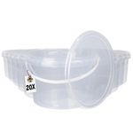 20 Buckets with Lid, 2 Litres, Transparent, Round, Plastic Bucket, Food-Safe Bucket, Airtight and Stable, Empty Bucket with Handle and Lid for Food, Chemistry, Pet Food