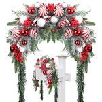 Liliful Christmas Mailbox Swag Red Green White 88 Inch Xmas Mailbox Swag Traditional Artificial Mailbox Christmas Decorations for Home Indoor Outdoor Decorations