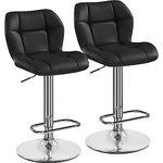 Yaheetech Barstools, PU Leather Bar Stools Set of 2, Swivel Height Adjustable Bar Chairs, Counter Stools with Backrest for Home Kitchen Bar Restaurant, 2PCS, Black