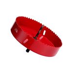 Hole Saw 4-1/4 Inch for Recessed Lighting, 108mm HSS Bi-Metal Hole Saw for Wood, 32mm Cutting Depth Hole Cutter for Wood Cornhole Boards, Plastic, Drywall, Fiberboard, Red