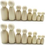 TIHOOD 16PCS Unfinished Wood Doll Bodies Assorted Wooden People Shapes for Arts and Crafts