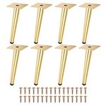 Uxcell 8PCS Metal Furniture Leg Replacement Couch Legs Cabinet Feet Gold Modern Furniture Legs DIY Sofa Feet with Screws for Cupboard Table （8 inch