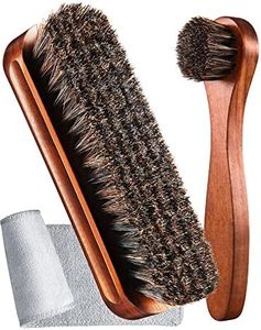 Youngjoy 3 Pieces Horsehair Shine Shoes Brush kit Polish Dauber Applicators (F)