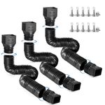 plusgutter Rain Gutter Downspout Extensions, Flexible Downspout Extender for Rain Water Drainage, Durable Down Spout Drain Extension Extendable from 21 to 68 Inches(3 Pack, Black)