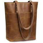 S-ZONE Medium Women Genuine Leather Tote Bag Ladies Shoulder Purse Handbag Big Front Pocket