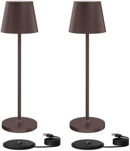 Klighten 2 Pezzi LED Lampada Dimmerabile da tavolo senza fil, Ricaricabile Lampada da Scrivania Interni/Esterni in Alluminio con Base di Ricarica Contatt, Colore Ruggine, Luce calda 3000K, IP54