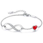 CDE Infinity Heart Symbol Charm Bracelet for Women Stainless Steel 925 Sterling Silver Adjustable Mother's Day Jewelry Gift Birthday Valentine's Day Gifts for Women Mom Wife Girls Her