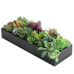 MyGift 17-inch Artificial Succulent Plants in Sleek Black Planter