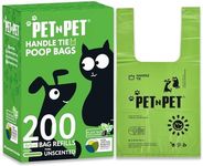 PET N PET 200 Counts Unscented Dog Poop Bags with Tie Handles, 38% Plant Based & 62% PE Poop Bags for Dogs, Extra-Thick Doggie Poop Bags, Dog Waste Bags, Cat Litter Bags, Cat Poop Bags