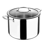 MasterPro - Stock Pot with Glass Lid, 28cm - Argent 3 Induction Stainless Steel Cooking Pot, Professional Quality, Tri-Ply Multilayer for Improved Heat Retention & Distribution - Ovenproof